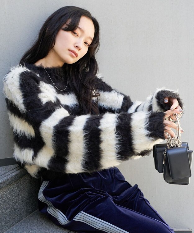 WEGO ファータッチボーダーショートプルオーバー ブラック