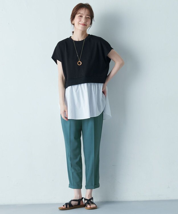 ANY 裏毛レイヤード風トップス ブラック