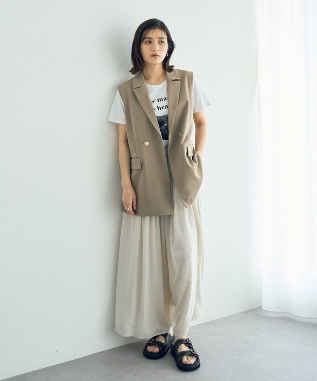 YECCA VECCA シルキータックワイドパンツ Charcoal Gray