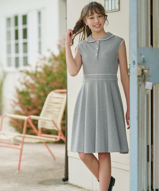 組曲 KIDS 【150-160㎝】カノコ ワンピース ライトグレー系