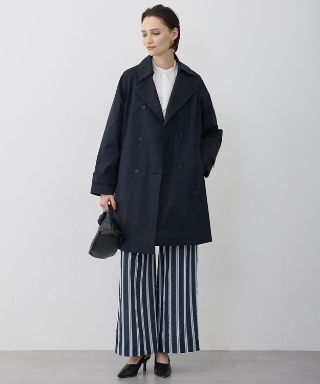 ICB L サッカードビーストライプ ワイドパンツ ネイビー×サックスストライプ