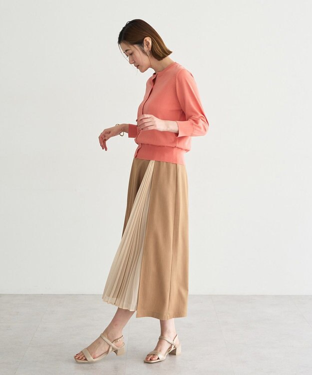 YECCA VECCA プリーツMIXフレアスカート Beige