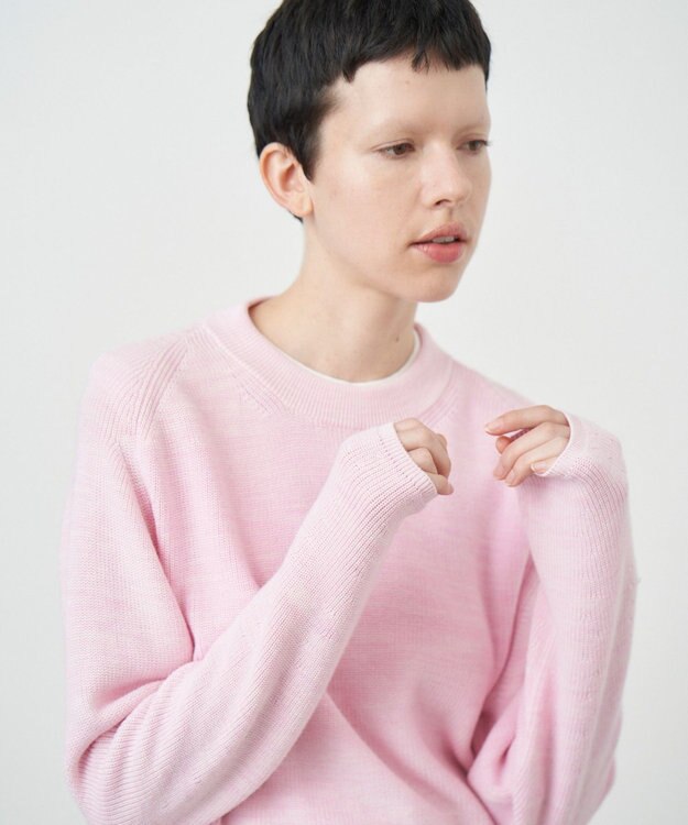 ATON COTTON SILK | クルーネックセーター PINK