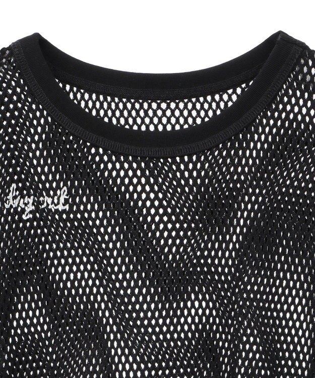 AMERICAN HOLIC 【WEB限定】ランダムロゴメッシュロングTシャツ/チュニック Black