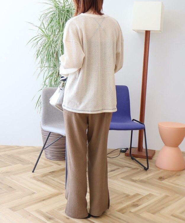 AMERICAN HOLIC 【WEB限定】ランダムロゴメッシュロングTシャツ/チュニック Ivory