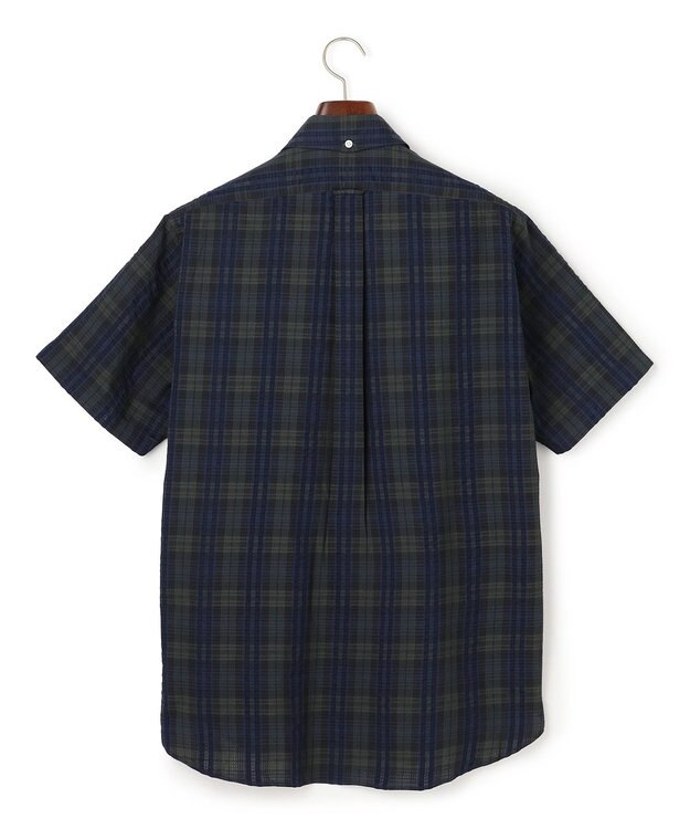 J.PRESS MEN 【KING SIZE 】【吸水速乾 / 接触冷感 / 高通気性】Aero Weave クールマックスサッカー チェック シャツ / B.D. ネイビー系3