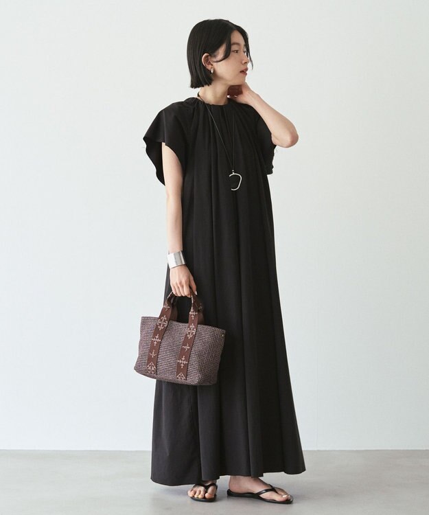 russet ナイロンラフィアデイリーミニトートバッグ《かごバッグ》(CE-1712) D.Brown
