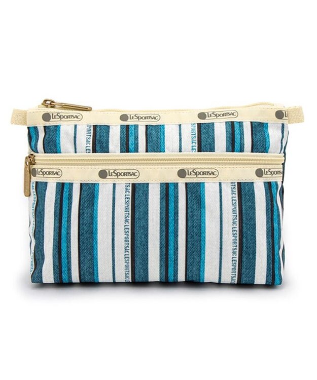 LeSportsac COSMETIC CLUTCH/ティールグリーンストライプ ティールグリーンストライプ