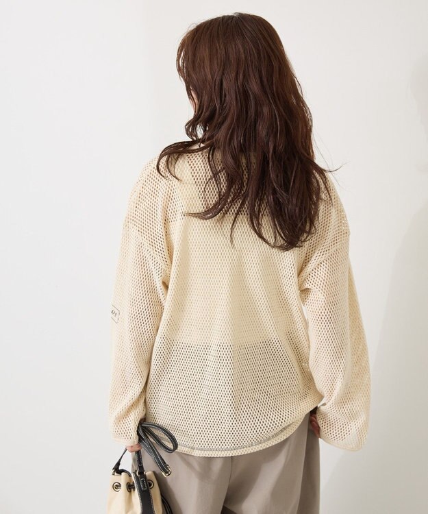 AMERICAN HOLIC 【WEB限定】ランダムロゴメッシュロングTシャツ/チュニック Ivory