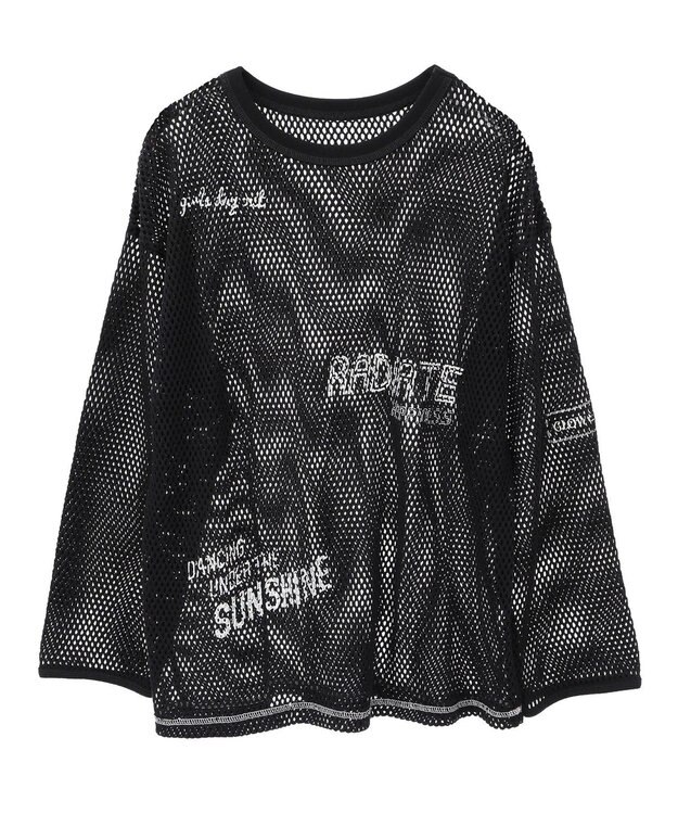 AMERICAN HOLIC 【WEB限定】ランダムロゴメッシュロングTシャツ/チュニック Black
