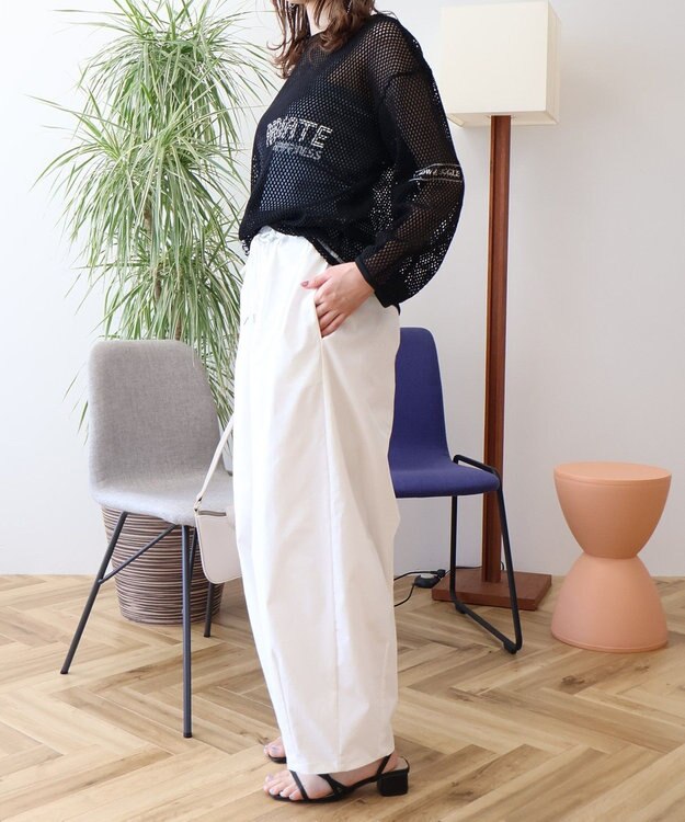 AMERICAN HOLIC 【WEB限定】ランダムロゴメッシュロングTシャツ/チュニック Black