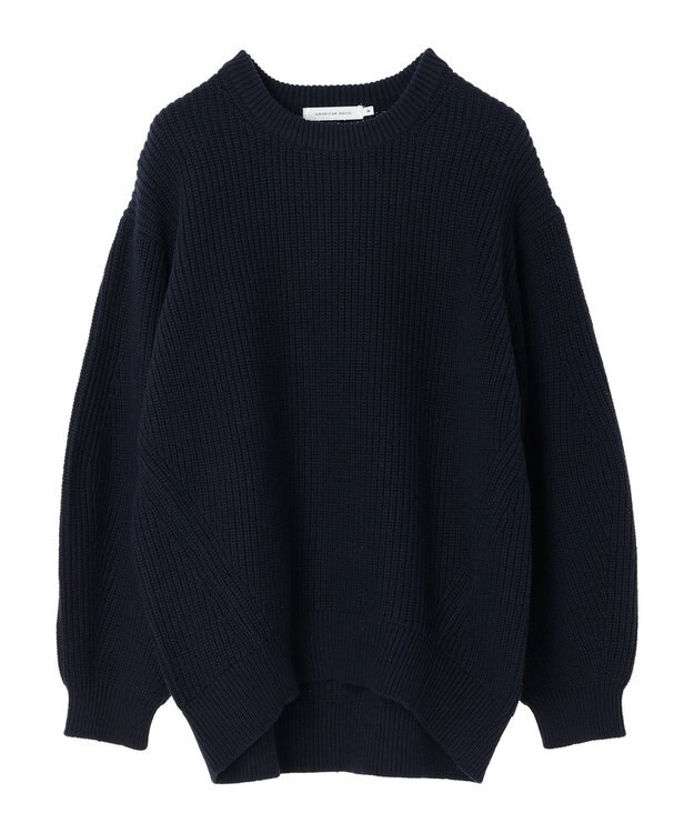 AMERICAN HOLIC 片畦クルーネックニットプルオーバー Navy