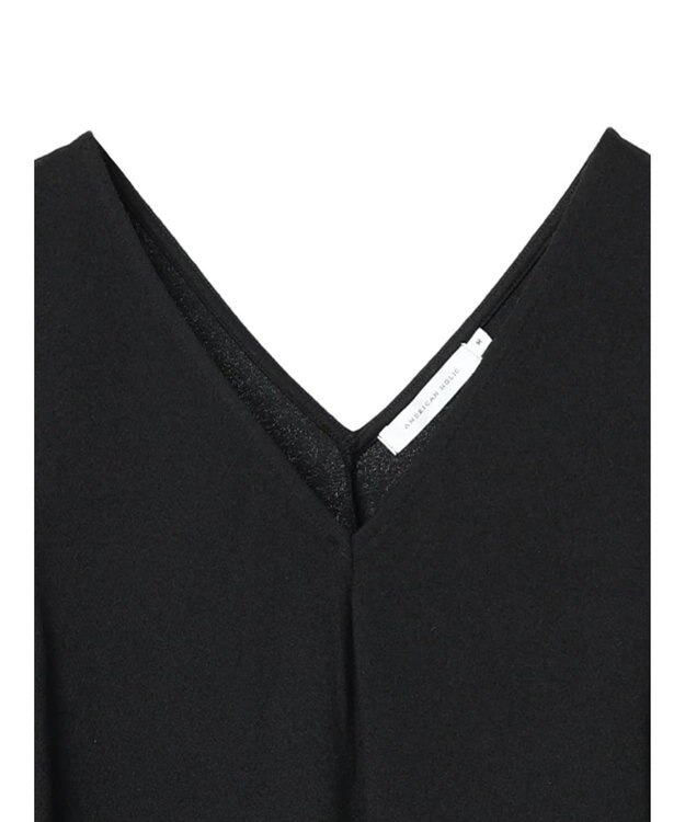 AMERICAN HOLIC 丈違いジョーゼットＶネックワンピース Black