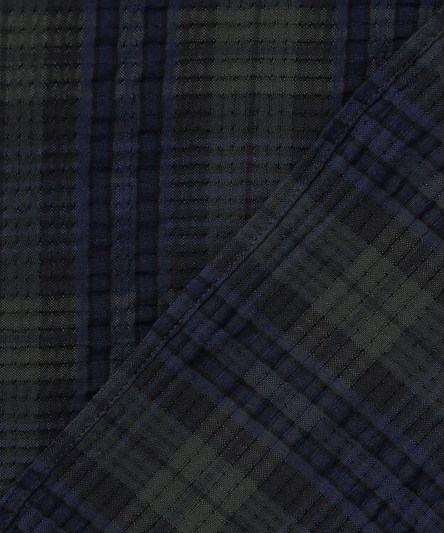 J.PRESS MEN 【KING SIZE 】【吸水速乾 / 接触冷感 / 高通気性】Aero Weave クールマックスサッカー チェック シャツ / B.D. ネイビー系3