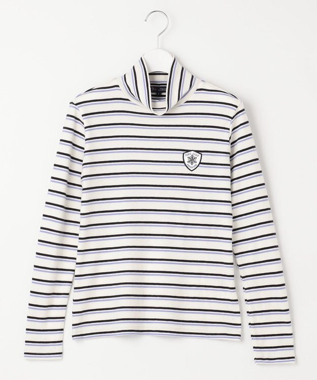 23区GOLF 【WOMEN】【吸湿発熱】グランサーモ ボーダー柄 モックネック カットソー ホワイト系1