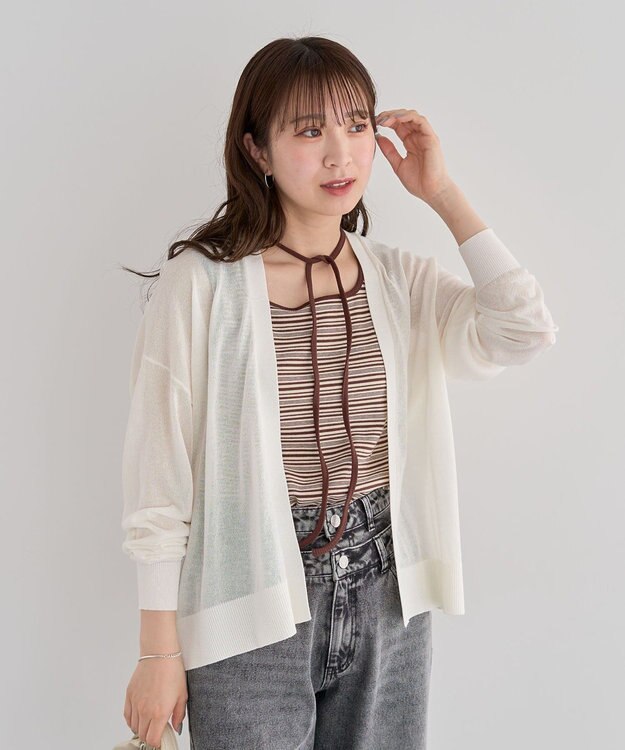 Green Parks 接触冷感ゆったりカーディガン Off White