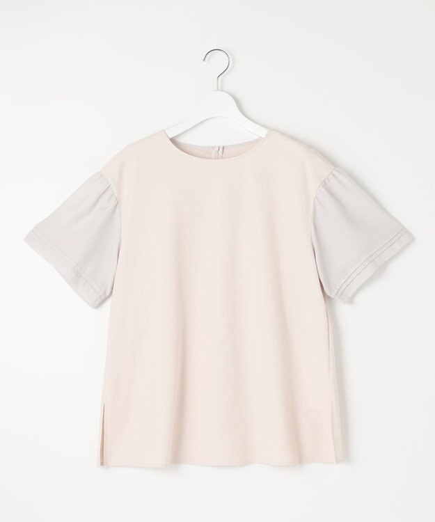 自由区 【WEB限定カラーあり】【UVカット・吸水速乾・洗える】ツイストプレーンラッフルスリーブ カットソー シャンパンベージュ