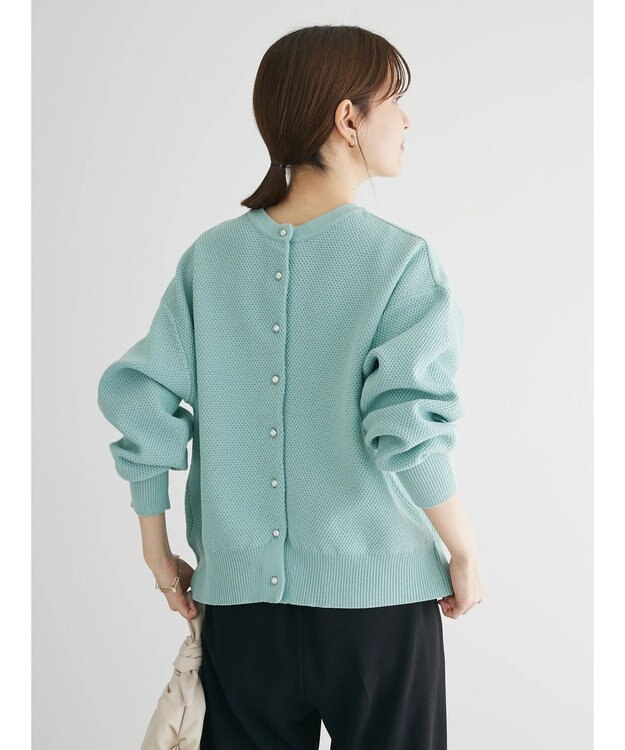 Green Parks ２ｗａｙ　パール釦ニットプルオーバー Sax