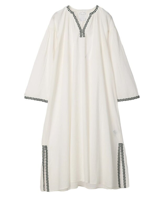 CRAFT STANDARD BOUTIQUE ★インドコットン　ボタニカル刺繍ワンピース Off White