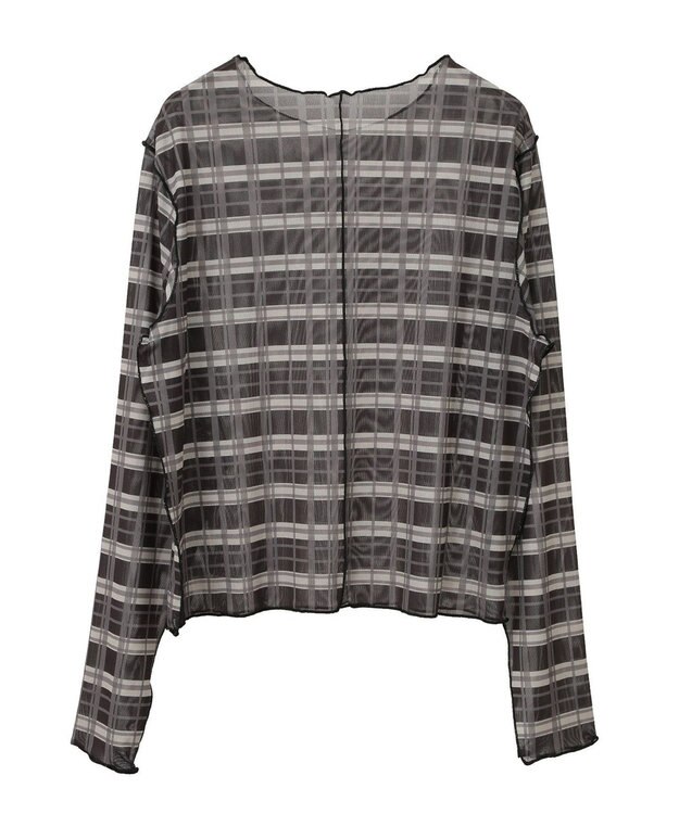 earth music&ecology シアーチェックプルオーバー Black