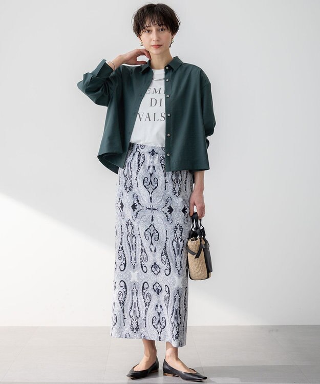 23区 【Oggi5月号掲載/接触冷感/速乾性】シアータンブラー シャツ ダークグリーン系