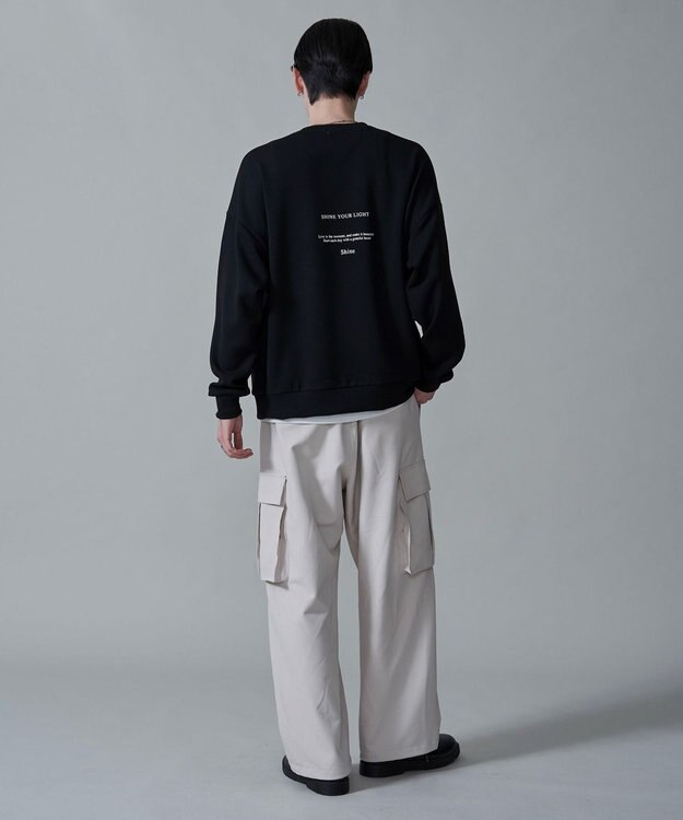 WEGO 【２点セット】アクセ付きフォトグラフィックプルオーバー ブラック