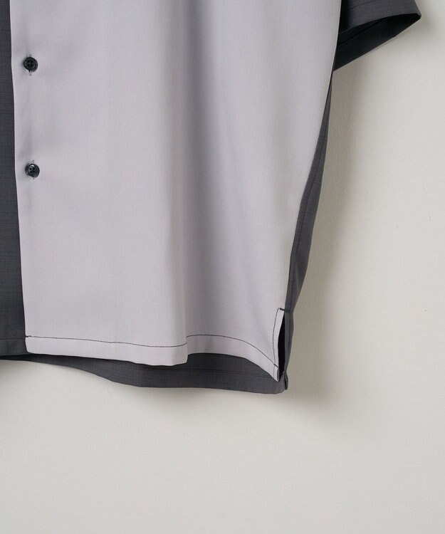 WEGO カラーブロックオープンカラーシャツ（S） ダークグレー