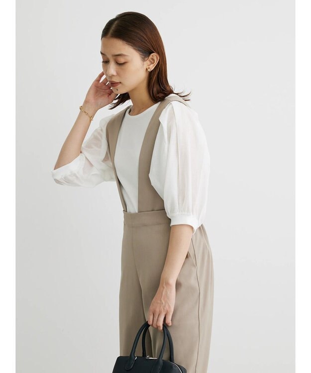 Green Parks ２ｗａｙデザインボタンサス付きパンツ Gray Beige