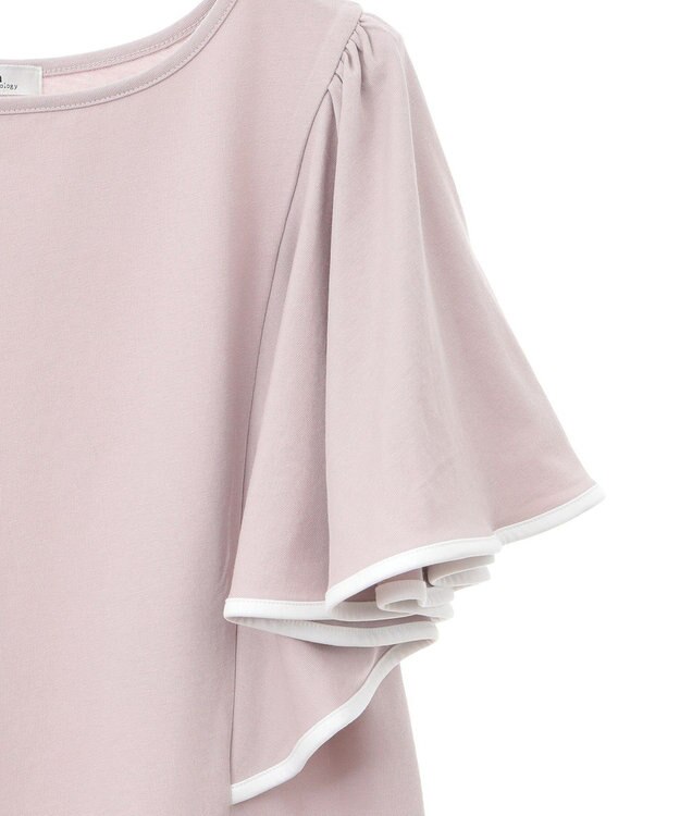 earth music&ecology 【接触冷感/洗濯機可】パイピングフレアスリーブカットソー Pink Beige