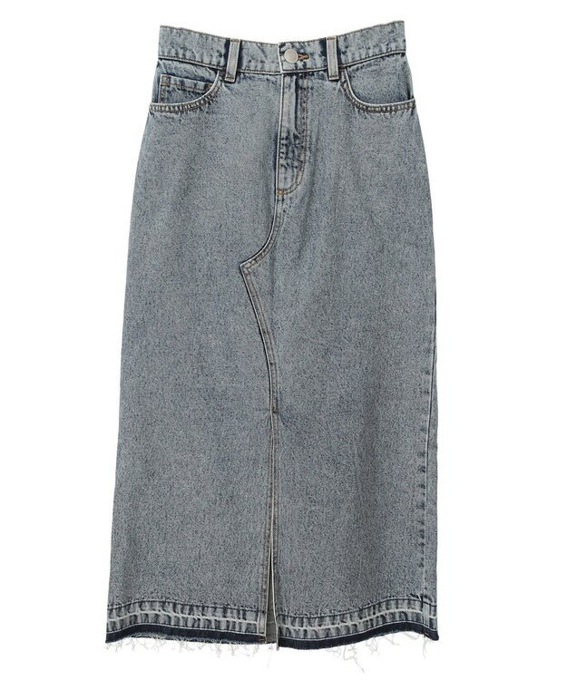 Green Parks フロントスリットデニムロングスカート Sax