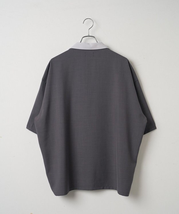 WEGO カラーブロックオープンカラーシャツ（S） ダークグレー