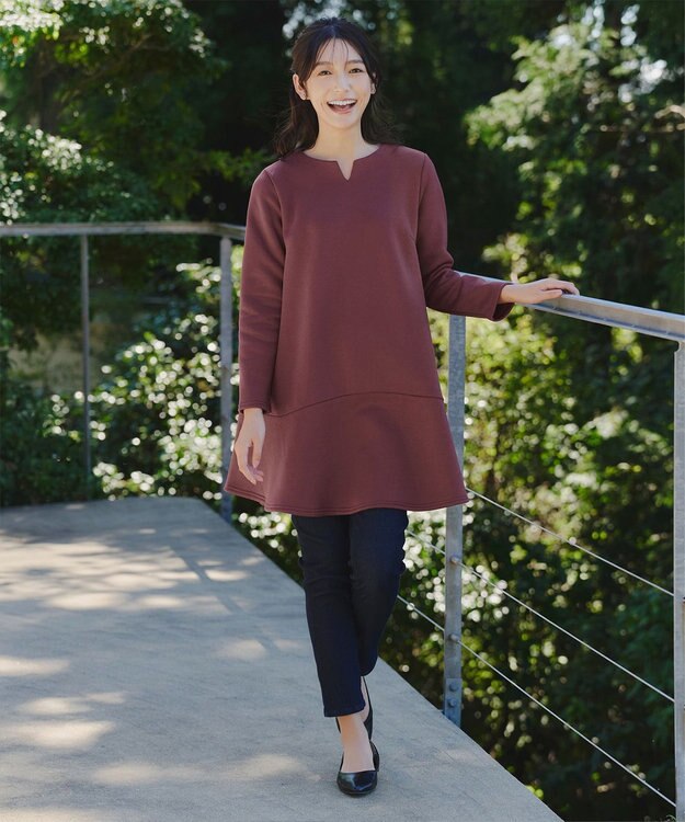 Tiaclasse 【裏起毛・洗える】マシュマロタッチデニムパンツ ネイビー