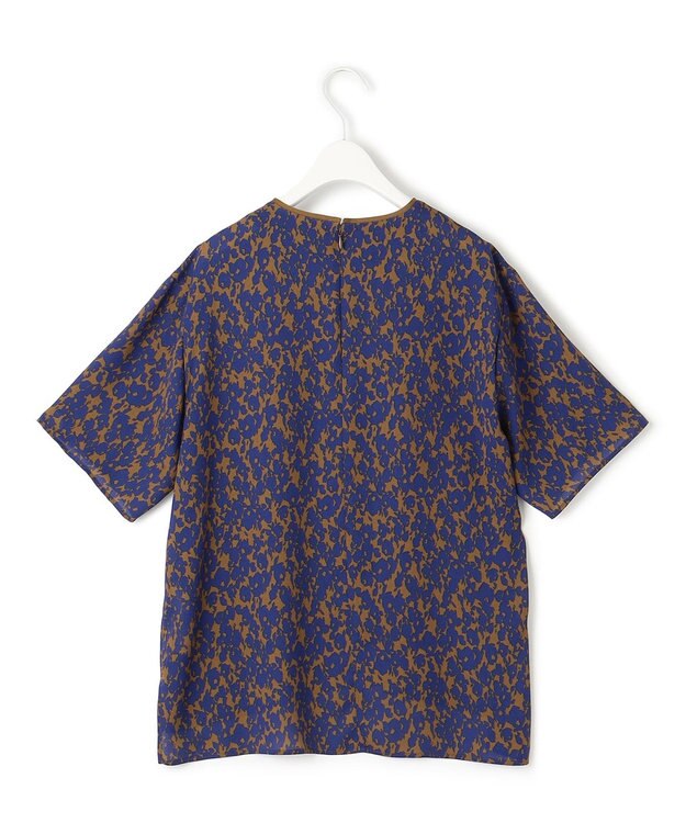 ICB 【洗える】シルエットフラワープリント Tブラウス キャメルベース柄