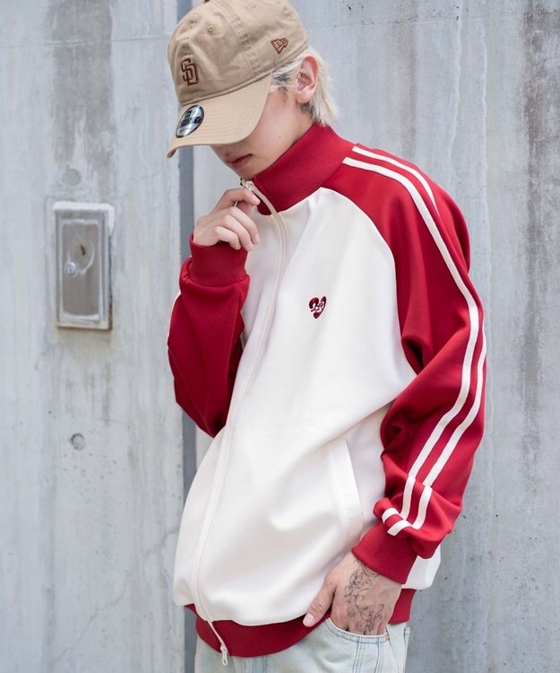 WEGO 【ユニセックスITEM/MLサイズ展開】ラグランライントラックジャケット レッドその他