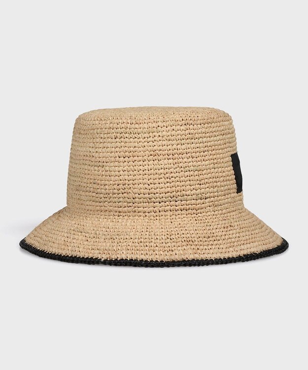 Paul Smith クロップドロゴ ラフィア バケットハット ベージュ