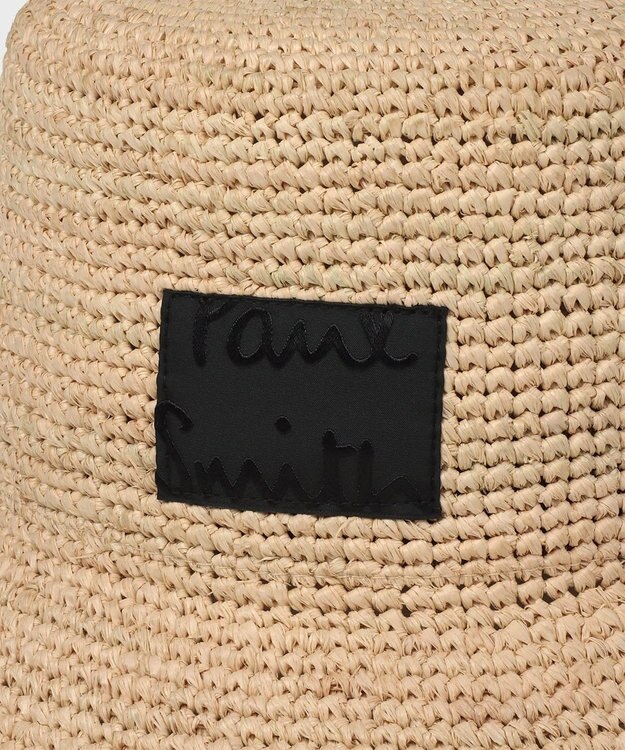 Paul Smith クロップドロゴ ラフィア バケットハット ベージュ