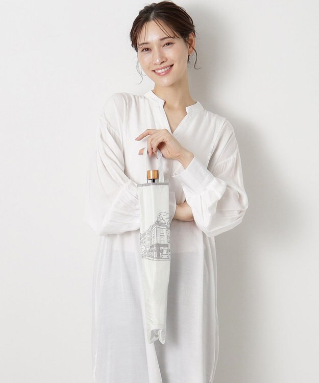 MOONBAT 【遮光100%/収納バッグ付き】SOLFEGE MODE  晴雨兼用 折りたたみ日傘 街並プリント ホワイト