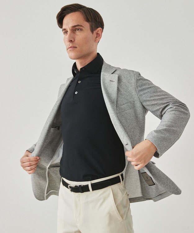 GOTAIRIKU 2年連続売上NO1【吸水速乾/ウォッシャブル/ストレッチ】ノルマンディーリネン カーディガンジャケット(25年モデル) ライトグレー