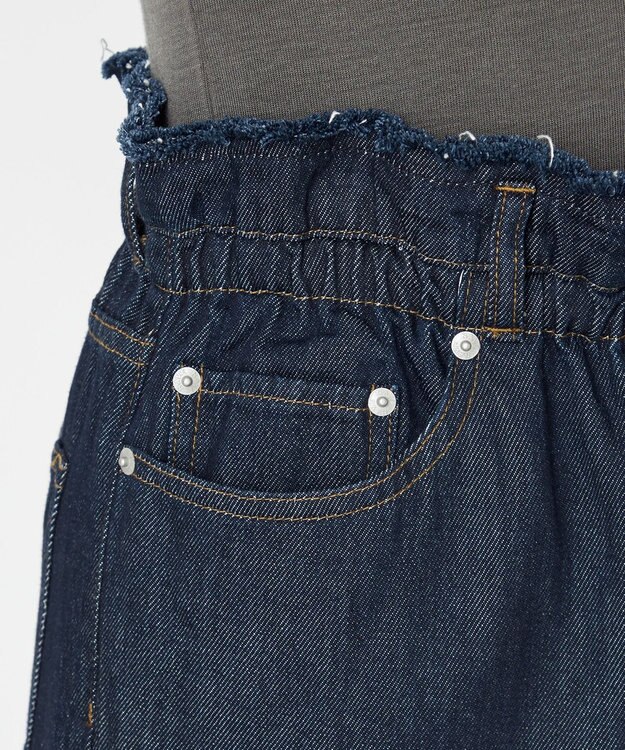 NAVE 【ReNAVE・洗える/軽量】ライトデニム ウエストギャザーパンツ ネイビー系