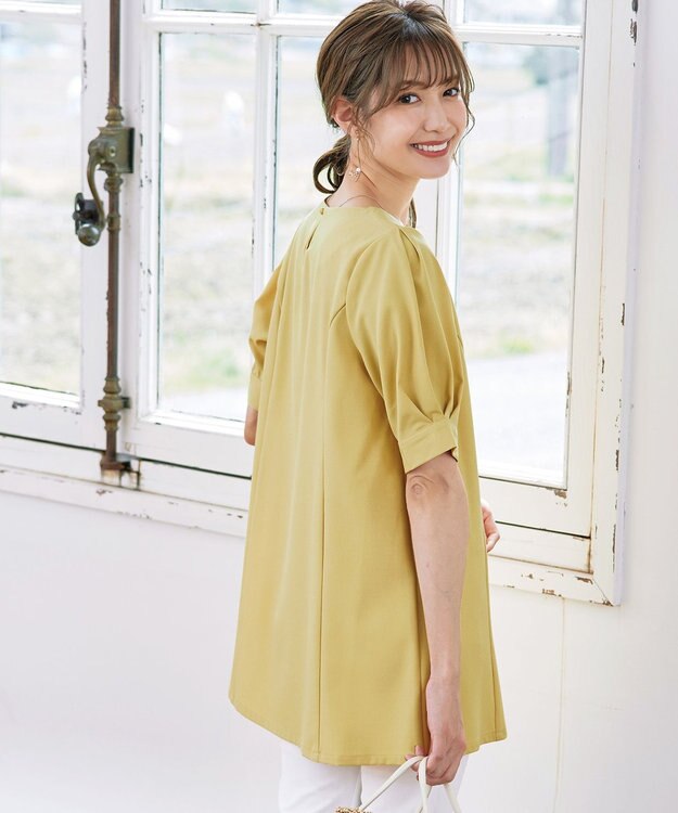 Tiaclasse 【洗える】パフスリーブチュニックブラウス イエロー