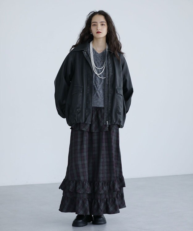 Green Parks ■ＥＳＣＡＲ　フリンジケーブルポップコーンニット Gray