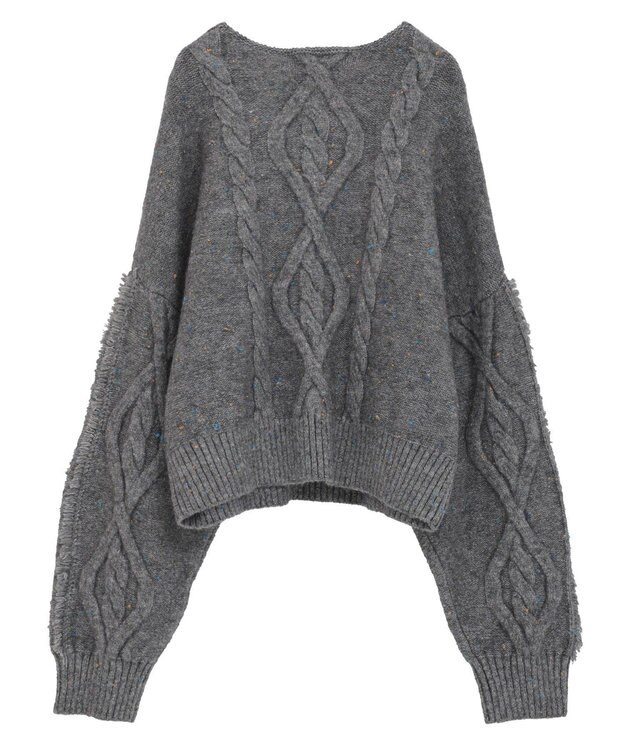 Green Parks ■ＥＳＣＡＲ　フリンジケーブルポップコーンニット Gray