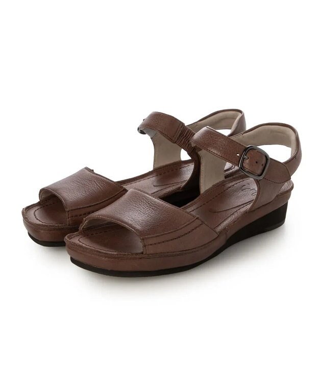 ing <ing>【WEB限定】【サスティナブル】ウエッジヒールレザーサンダル ダークブラウン