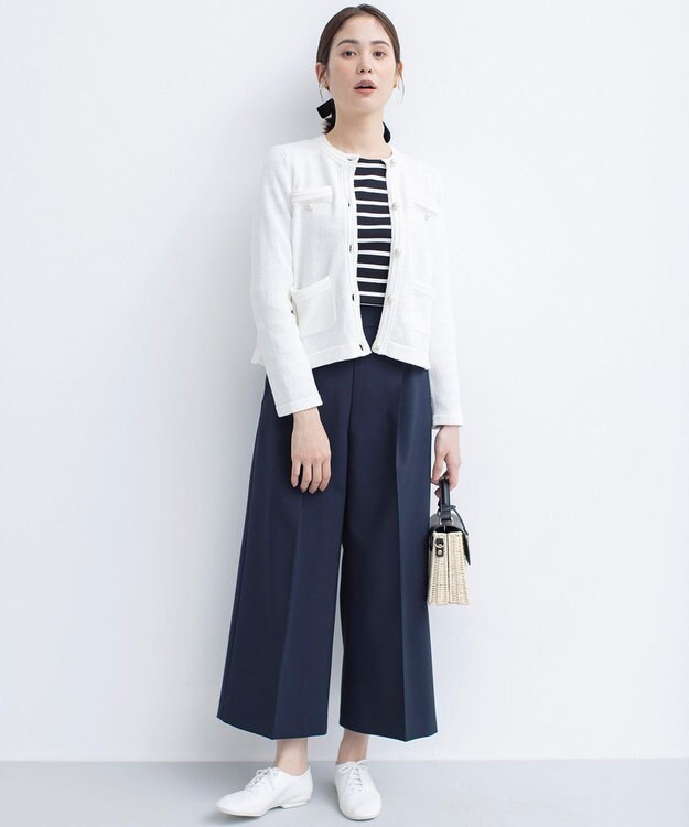 組曲 【ストレッチ・長袖】コットンフライス バスクTシャツ ブラック系1