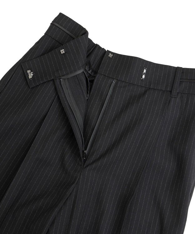 YECCA VECCA ウエストデザインワイドストレートパンツ Stripe