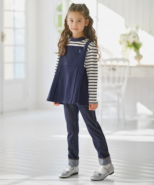 組曲 KIDS 【18-21㎝】かんたんストラップ バレエシューズ シルバー系