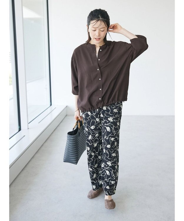 CRAFT STANDARD BOUTIQUE インド綿アソート柄イージーパンツ Black