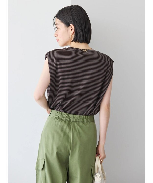 AMERICAN HOLIC ショルダータックノースリーブプルオーバー Border Black