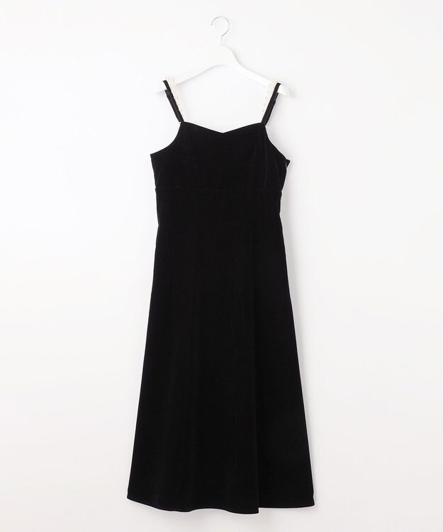 Feroux 【2WAY】パールストラップベロア ジャンスカ ブラック系