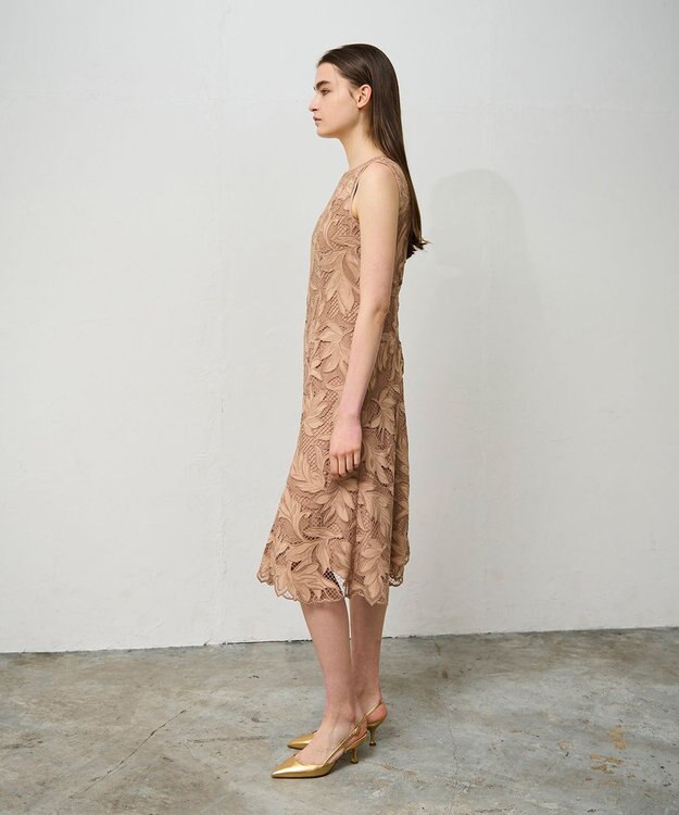GRACE CONTINENTAL ケミカルリーフドレス ベージュ